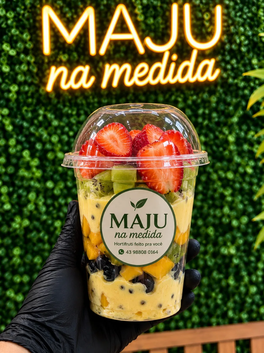 Pote de frutas com mousse de maracujá