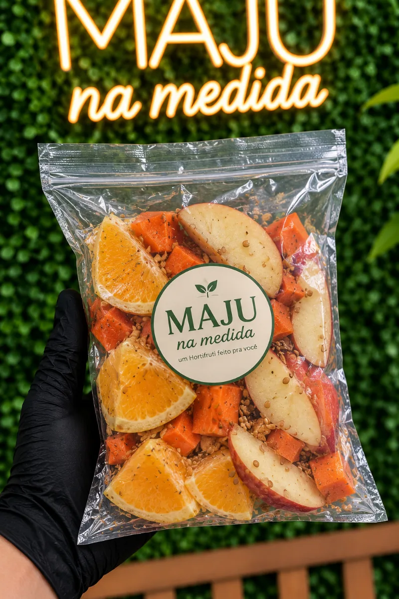 Kit laranja, cenoura, maçã e linhaça