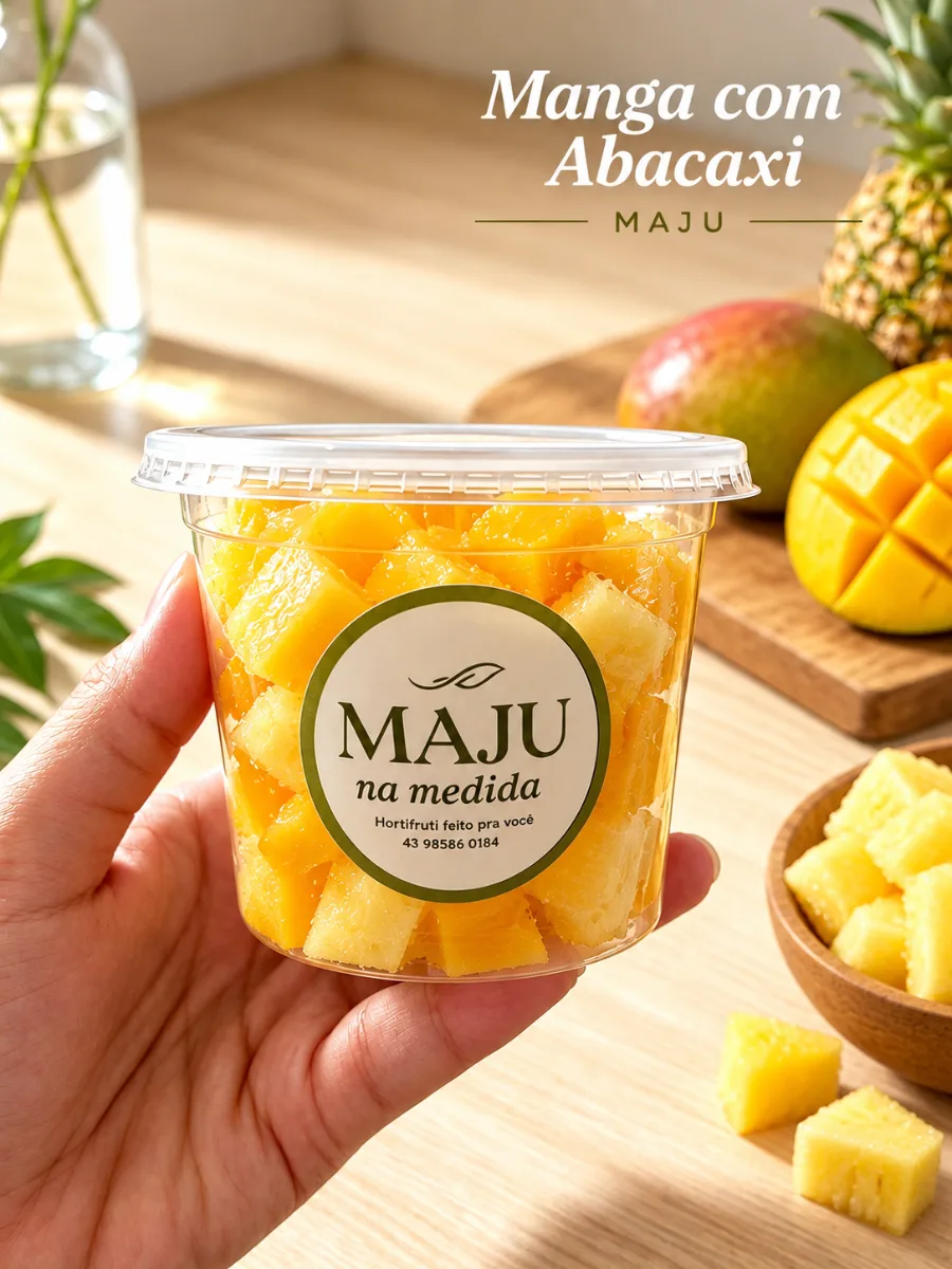 Pote de manga e abacaxi