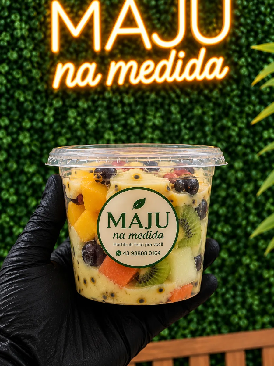 Pote de frutas com mousse de maracujá